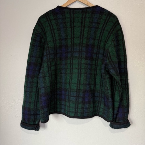 Plaid Green and Blue Women's Sweater - Picture 3 of 4